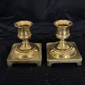 Vintage Made in England Pair of Brass Candlesticks Traditional Classic Footed
